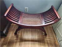 Vintage Caned Seat Curved Bench