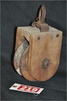 Primitive wooden pulley