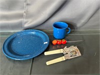 Plate & Cup, Tomato Knife, Can Opener
