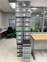 (8) 3 Drawer Plastic Storage Bins (1) 5 Drawer