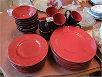 RED AND BLACK PIER 1 DISHES D