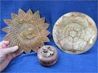 soapstone drug box -copper sun plate & other