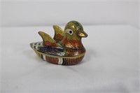 A Chinese Cloisonne Duck Form Trinket Box