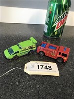 2 red line hot wheel cars
