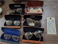 6 old vintage eyeglasses w case ALL 12K GOLD FILL