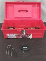 Red Plastic Tool Box - Hex Keys, Misc