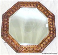 1920s Brass Framed Octagonal Bevelled Mirror.