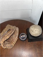 1999 USA Hockey Puck & Baseball glove & Softball