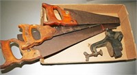 Hand Saw, Table Vise, Lot