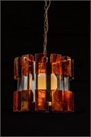 Modernist Amber Lucite Ceiling Lamp
