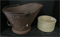 Antique Stoneware Pottery Crock, Coal Bucket.
