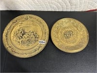 2 Brass Wall Hanging Decorative Plates