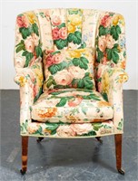 Georgian Style Upholstered Wingback Arm Chair