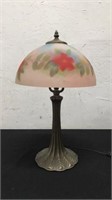 Brass Lamp With Decorative Frosted Glass Shade