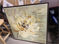 Nice large wall decor print floral greens gold