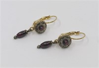 PAIR OF MIHCAL GOLAN PURPLE STONE DANGLE EARRINGS