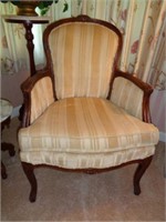 2 Chairs - Wood Accent Upholstered Arm Chair &