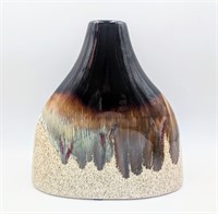 Brown, Cream & Red Drip Decorative Vase