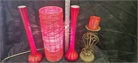 4 pieces red  decoration lot