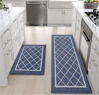 Pair of blue Beqhause non-slip kitchen mats