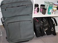 SELECTION OF LAPTOP BAGS AND LARGE SUITCASE
