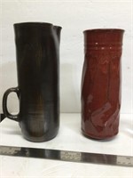 (2) Pottery Items Vase & Pitcher