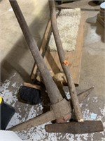 Sledge Pick and Fireplace broom and boot Jack