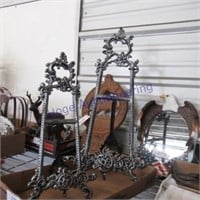 2 metal easels, 21" and 15" tall