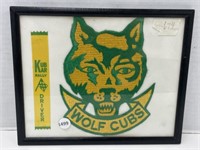 Framed Wolf Cubs Patch And Rally Driver Ribbon