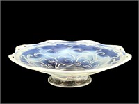 Jefferson Glass Blue Opal Coral Footed Bowl