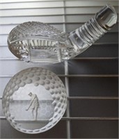 WATERFORD CRYSTAL CLUB HEAD AND BALL