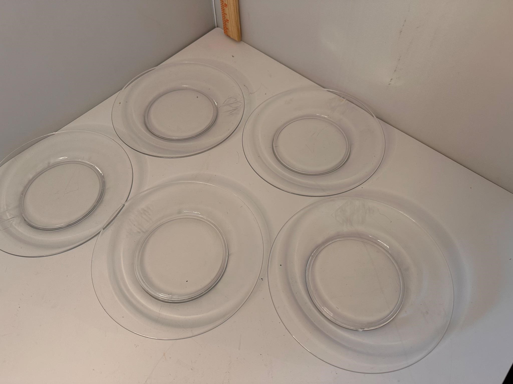 Set of 5 glass salad plates