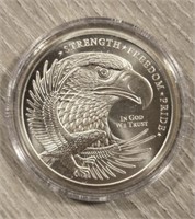 One Ounce Silver Round: US Flag/ Eagle