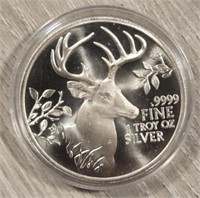 One Ounce Silver Round: Deer