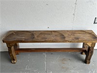 Rustic Farmhouse Wooden 3-Seat Bench