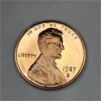 1987 Large S Gem Proof Red Lincoln Cent