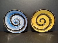 2 Pottery Swirl Plates