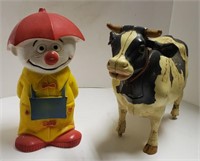 Lot w/ Large Toy Cow & Play Pal Plastics Coin