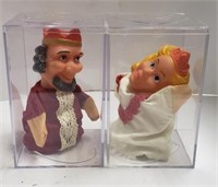 TY Hand Puppet King and Queen w/ Display Cases