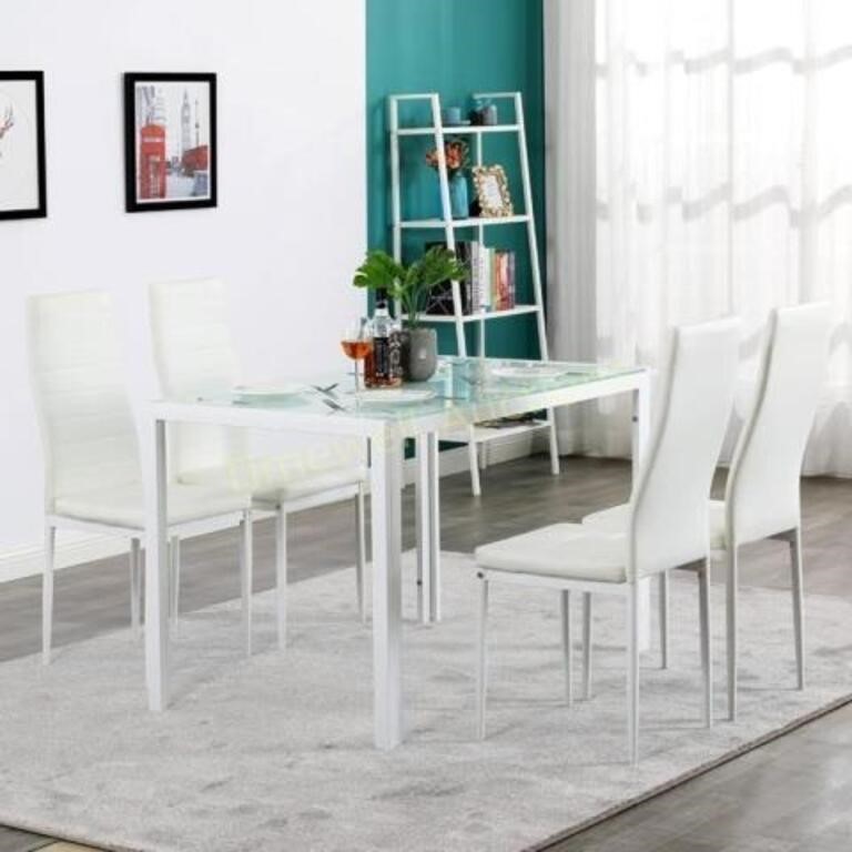 HomeBelongs Modern White Dining Table Set