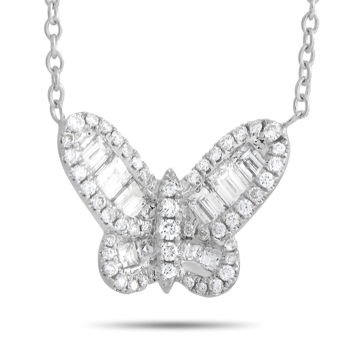 18K White Gold 1.40ct Diamond Butterfly Necklace