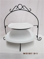 2 tier serving plate and stand 18 X 14"