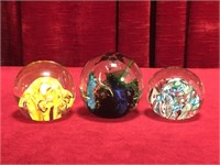 3 Hand Blown Paperweights - Note Last Photo