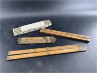 4 Antique drafting rulers, extends to 6' all in go