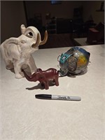 Elephant decor ceramic metal and wood