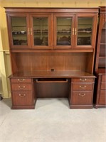 Office Desk with Glass Front Credenza