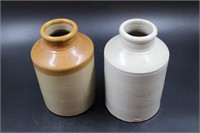 PAIR OF SALT GLAZED STONEWARE CROCKS