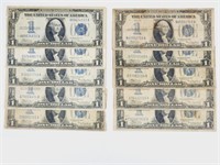 (10) $1 Silver Certificates Funny Back: 1934