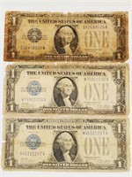 (3) $1 Silver Certificates Funny Back: 1928 & A