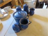 ENAMELWARE - POT, COFFEE POT, PITCHERS, CANNISTER